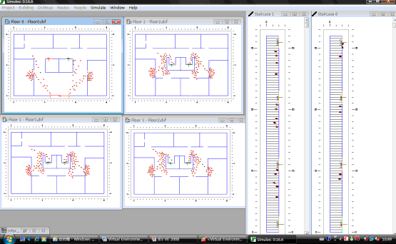 Simulex里动态显示人员的疏散情况